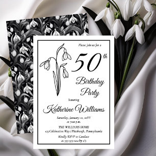 Elegant Snowdrops 50th Birthday Party  Invitation