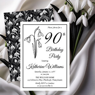 Elegant Snowdrops 90th Birthday Party Invitation