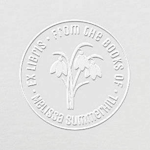 Elegant Snowdrops Spring Flower Bookplate Embosser
