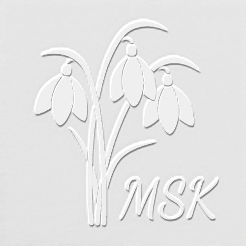 Elegant Snowdrops Spring Flower Monogram Initials Embosser