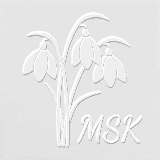 Elegant Snowdrops Spring Flower Monogram Initials Embosser (Design)