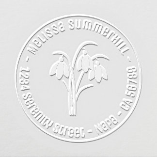 Elegant Snowdrops Spring Flower Round Address Embosser