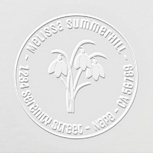 Elegant Snowdrops Spring Flower Round Address Embosser