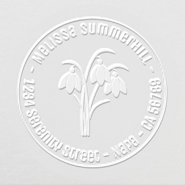 Elegant Snowdrops Spring Flower Round Address Embosser (Design)
