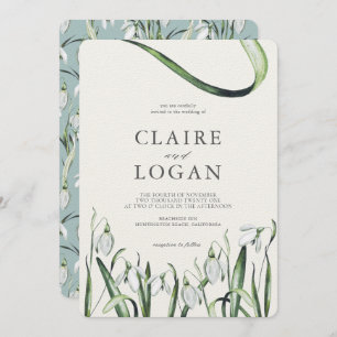 Elegant Snowdrops Watercolor Wedding Invitation