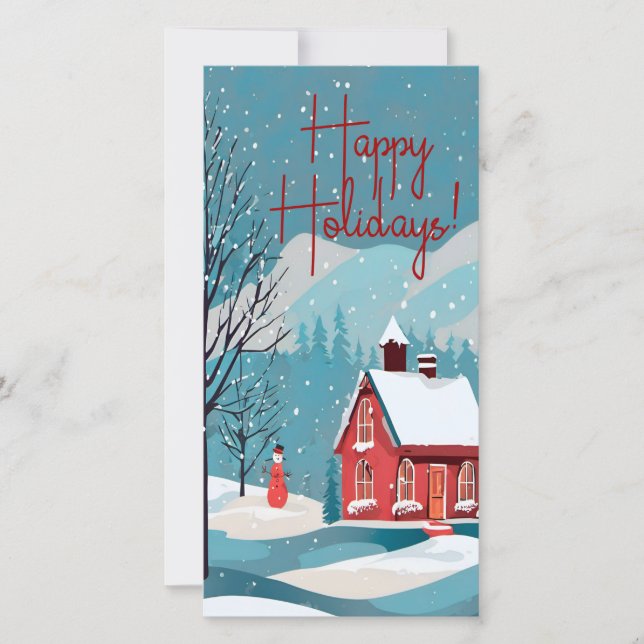 Elegant Snowfall Festive Christmas Happy Holiday Card (Front)