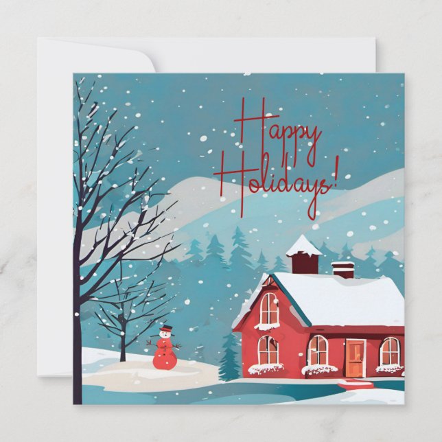 Elegant Snowfall Festive Christmas Happy  Holiday Card (Front)