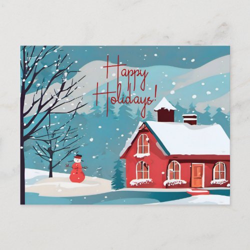 Elegant Snowfall Festive Christmas Happy  Holiday Postcard