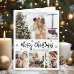 Elegant Snowflake 5 Photo Collage Christmas Holiday Card<br><div class="desc">Modern Elegant Black and White 5 Photo Collage Merry Christmas Script Holiday Card. This festive, mimimalist, whimsical photo holiday card template features a pretty photo collage, some snowflake and says Merry Christmas! The „Merry Christmas” greeting text is written in a beautiful black hand lettered typography font type on white color...</div>
