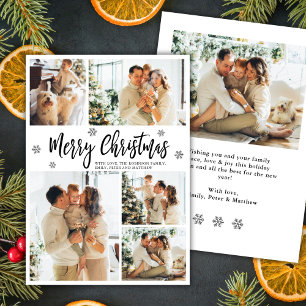 Elegant Snowflake 5 Photo Collage Christmas    Holiday Card