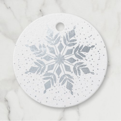 Elegant Snowflake and Confetti Dots Silver Foil Foil Favor Tags
