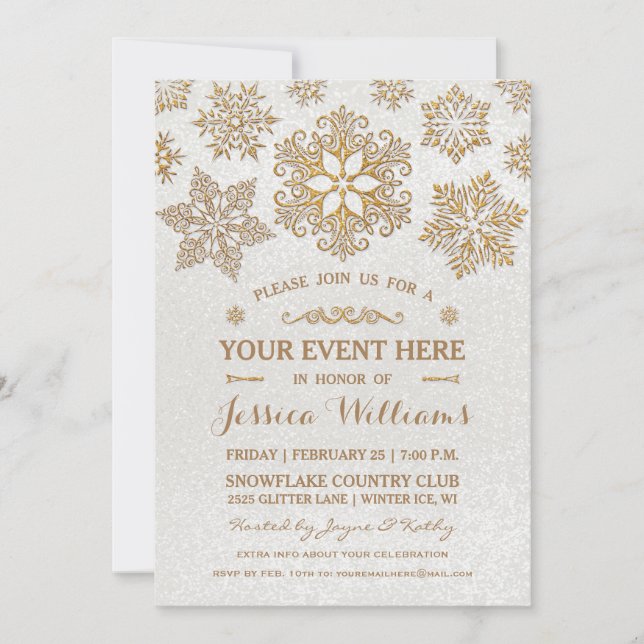 Elegant Snowflake Any / All Occasion Invitation (Front)