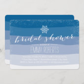 Elegant Snowflake Blue Shades Winter Bridal Shower Invitation (Front/Back)