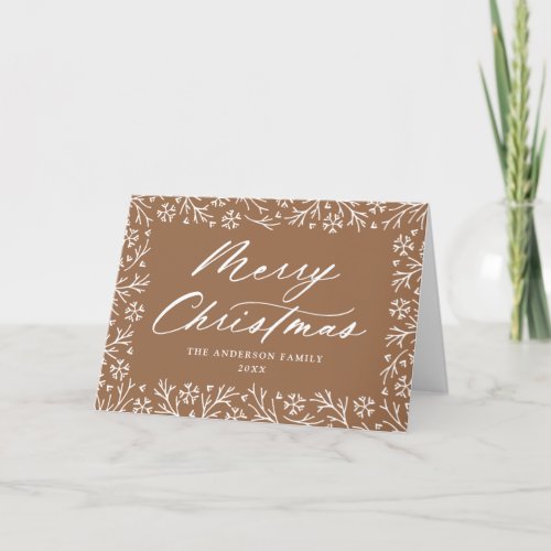 Elegant Snowflake Border Gingerbread Non_Photo Holiday Card