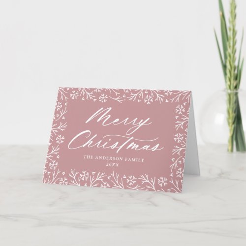 Elegant Snowflake Border Mauve Non_Photo Holiday Card