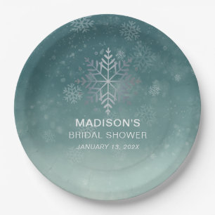 Elegant Snowflake Bridal Shower Paper Plates