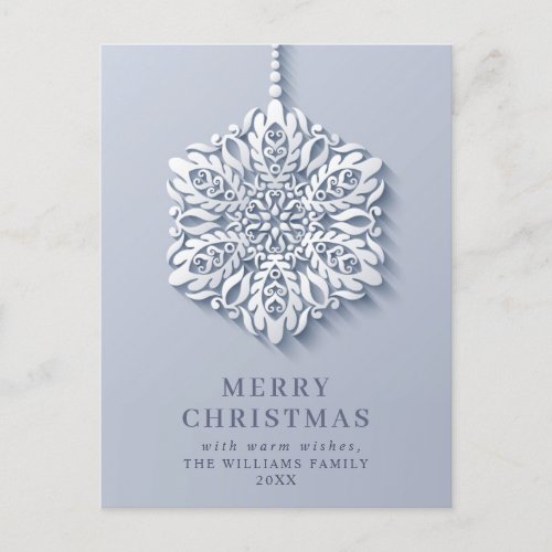Elegant Snowflake Christmas Greeting Holiday  Postcard