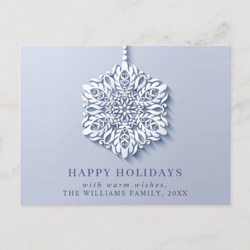 Elegant Snowflake Christmas Greeting Holiday Postcard