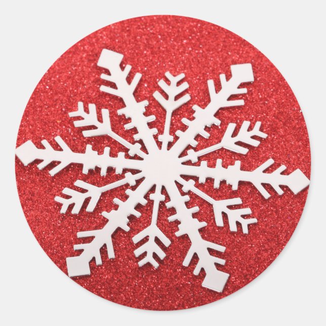 Elegant Snowflake Christmas Merry Winter Classic Round Sticker (Front)