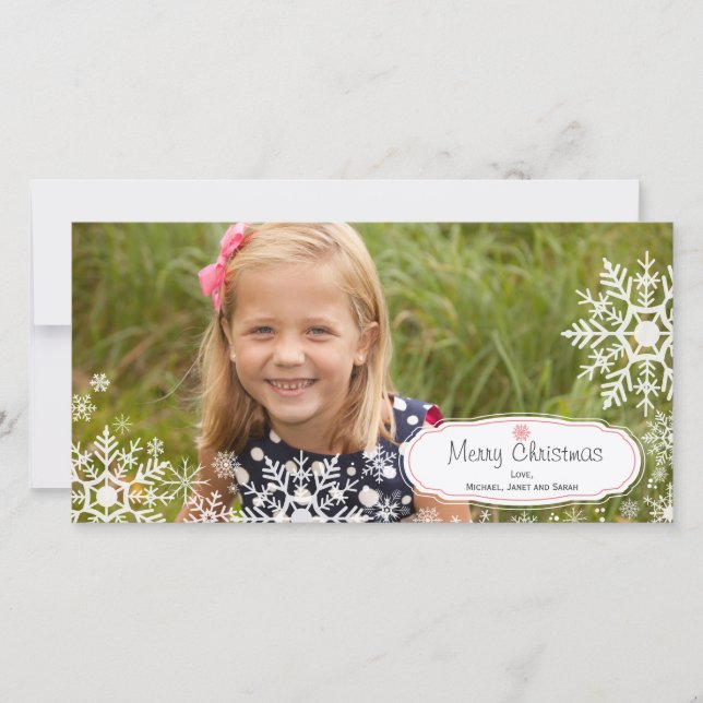 Elegant Snowflake Christmas Photo Card (Front)