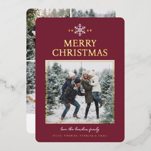 Elegant Snowflake Christmas Photo Card - Red