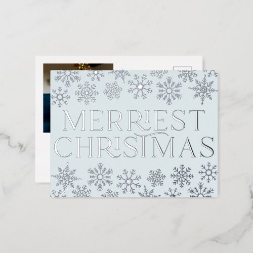Elegant Snowflake Christmas Photo Real Foil Card