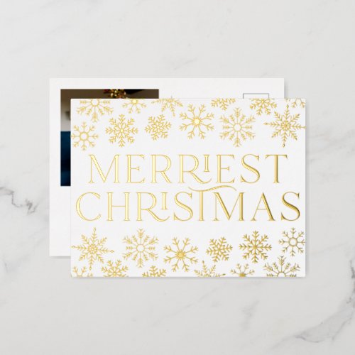 Elegant Snowflake Christmas Photo Real Foil Card