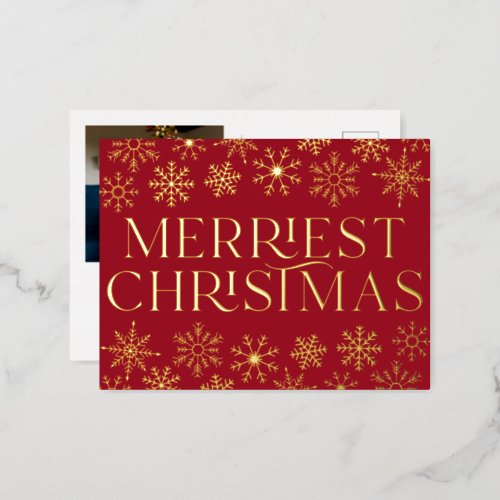 Elegant Snowflake Christmas Photo Real Foil Card