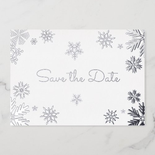 Elegant Snowflake Christmas wedding Save the Date Foil Invitation