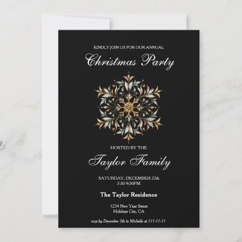 Elegant Snowflake Corporate Christmas Dinner Party Invitation