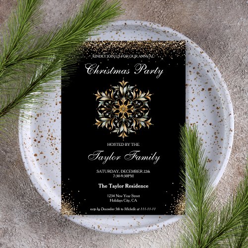 Elegant Snowflake Corporate Christmas Dinner Party Invitation