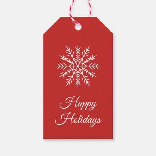 Elegant Snowflake Corporate Red Holiday Gift Tag