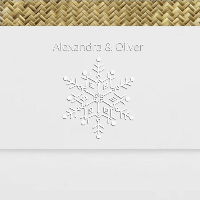 Elegant Snowflake Couple Wedding Name Monogram  Embosser (Creator Uploaded)