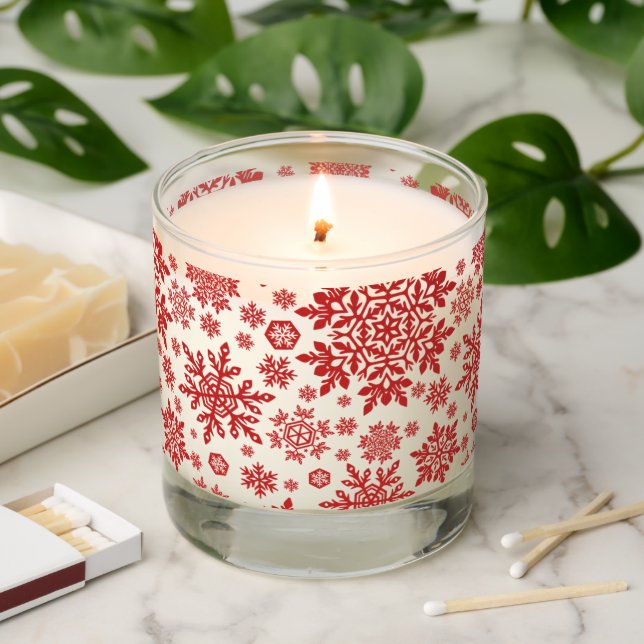 Elegant Snowflake (Cranberry - White) Scented Candle (Lit)