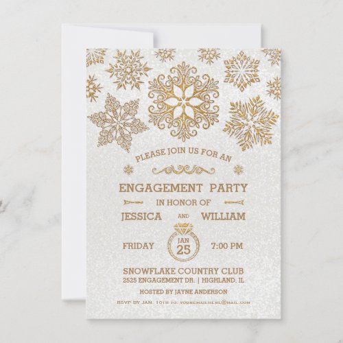 Elegant Snowflake Engagement Party Invitation