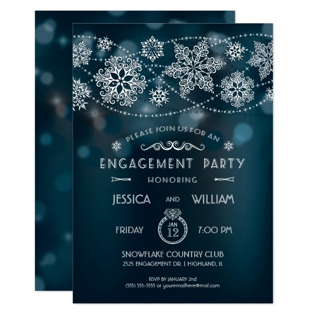 Elegant Snowflake Engagement Party Invitation