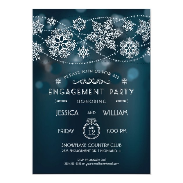 Elegant Snowflake Engagement Party Invitation