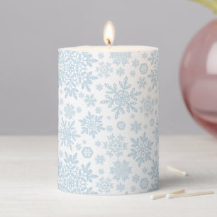 Elegant Snowflake (Frost Blue - White) Pillar Candle
