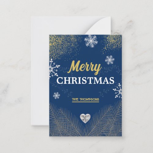 Elegant snowflake gold glitter christmas note card