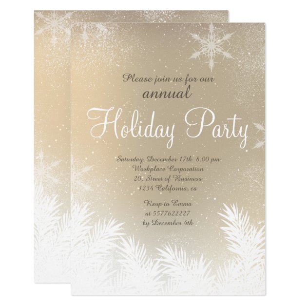 Elegant Snowflake Gold Winter Corporate Holiday Invitation