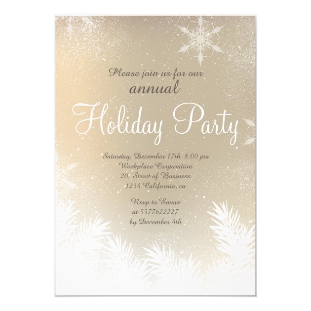 Elegant Snowflake Gold Winter Corporate Holiday Invitation