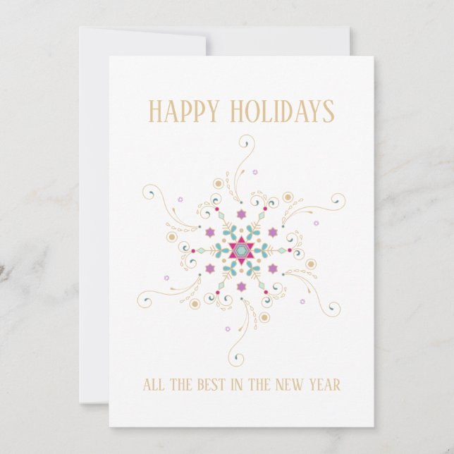 Elegant Snowflake Happy Holidays Corporate Holiday Card (Front)