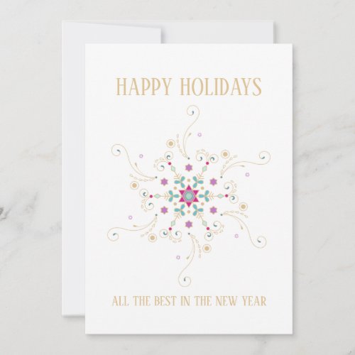 Elegant Snowflake Happy Holidays Corporate Holiday Card