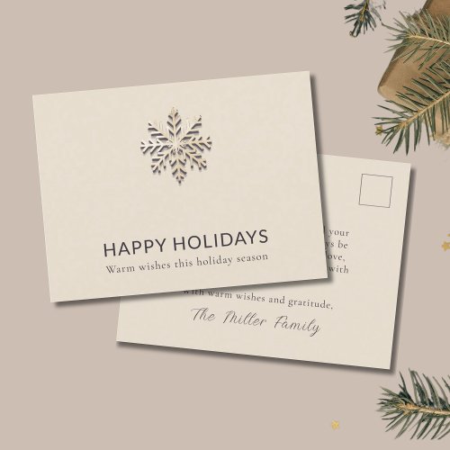 Elegant Snowflake Happy Holidays Postcard