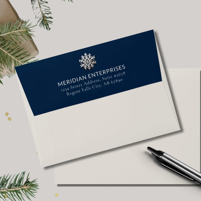 Elegant Snowflake Holiday Greeting Card Envelope (Creator Uploaded)