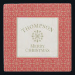 Elegant Snowflake Holiday Modern Christmas  Stone Coaster<br><div class="desc">An elegant snowflake-inspired patterned border in a light,  sage green color. The snowflake border makes a lace effect and fits perfectly within the design. A simple yet elegant and classic and timeless Holiday design. Floral elements within the pattern along with a filigree design create this patterned design.</div>