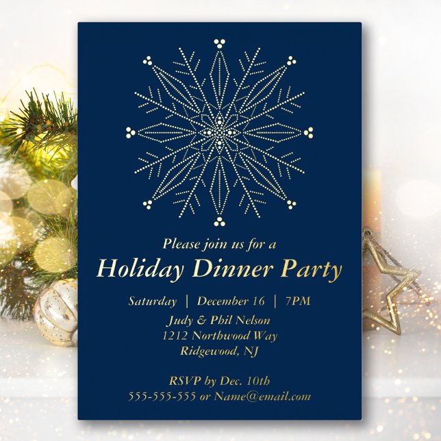 Elegant Snowflake Holiday Party Foil Invitation (Creator Uploaded)