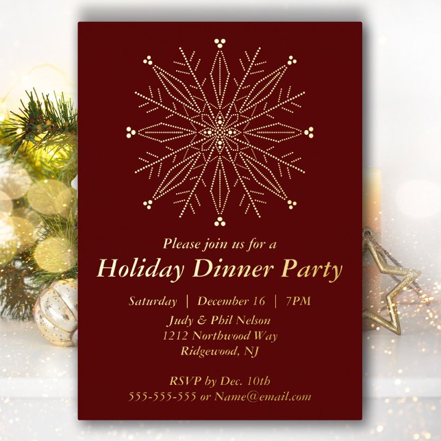 Elegant Snowflake Holiday Party Foil Invitation (Creator Uploaded)
