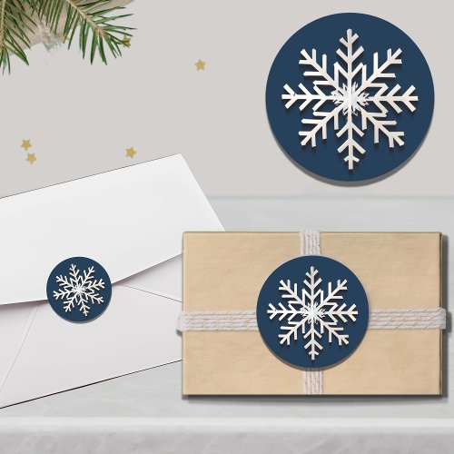 Elegant Snowflake Holiday Round Sticker