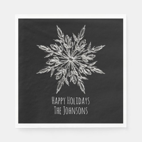 Elegant Snowflake Ice Crystal Xmas Party Napkins